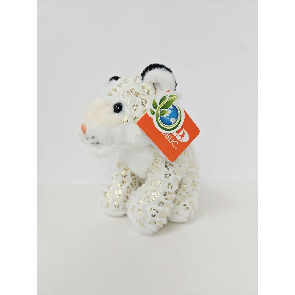 Wild Republic Snow Leopard Foilkin Gold Foil Spots Plush Stuffed Animal 7" NWT